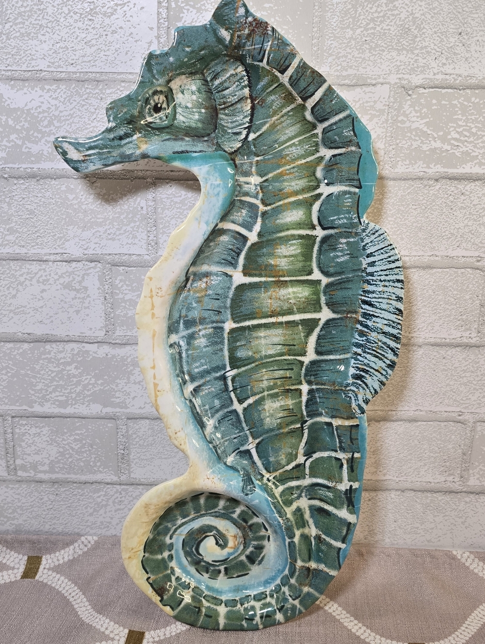 Pier 1 Imports Spikey Seahorse 19" Serving Tray Melamine Platter Nautical Beach